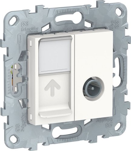 Розетка RJ45+TV Оконечная без рамки Schneider Electric Unica New 2-м. белый картинка